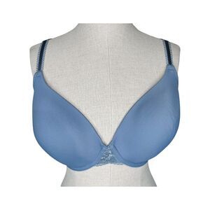 Wacoal French Garden Contour Bra sz 36DD * T-Shirt Bra Lace Band Slate Blue